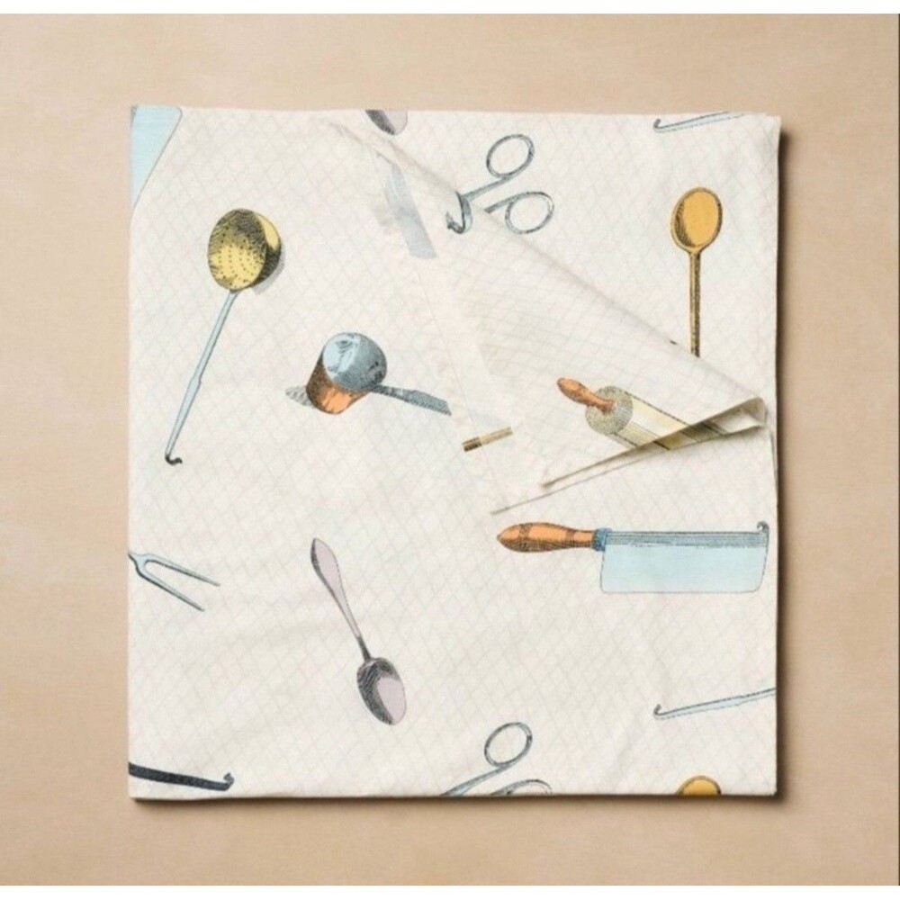 John Derian x Target Cutlery Toss Tablecloth Cotton Linen 60” x  104” New